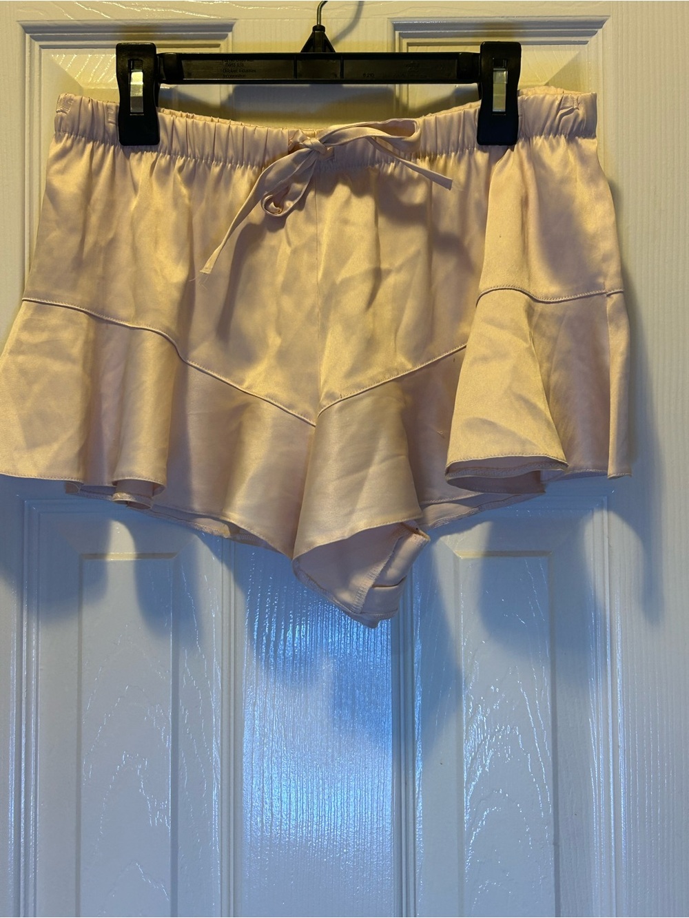 Victoria's Secret Vintage Pale Blush Ruffle Hem Satin Lounge Shorts